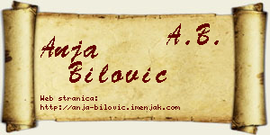 Anja Bilović vizit kartica